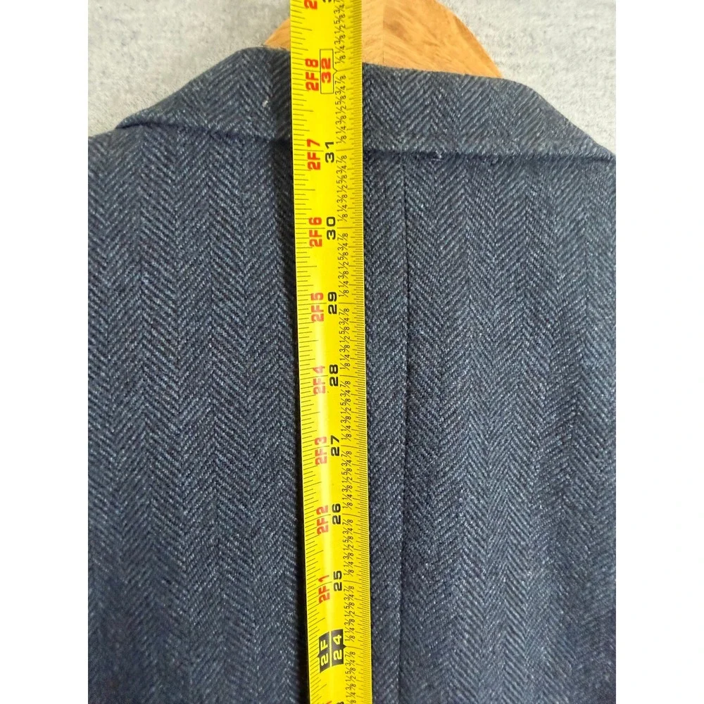 Banana Republic Mens 46L Herringbone Recycled Wool Blend Blazer Sport Coat Navy